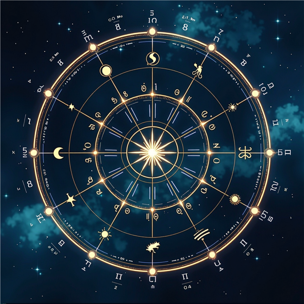 AI-powered astrology and numerology interface decoding a birth chart and life path numbers